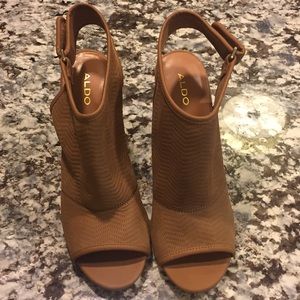 ALDO Tan Peep Toe Heel Booties (NEW)